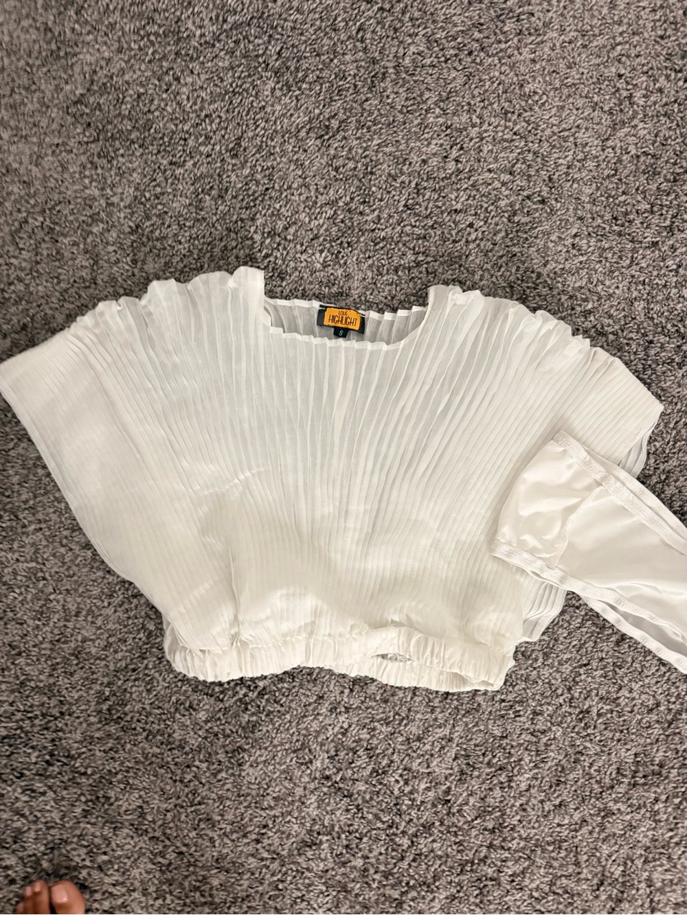 Pleated White Crop Top by